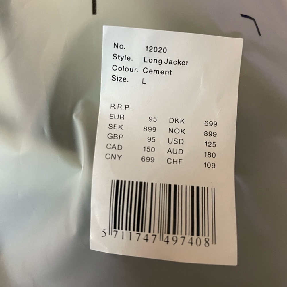 NWT Rains Long Jacket Cement Color Size L Retails $125 - Picture 10 of 11